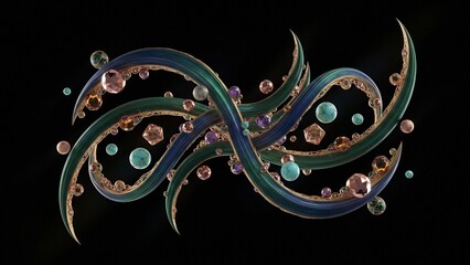 Intertwined Metallic Ribbons with Gem Orbs