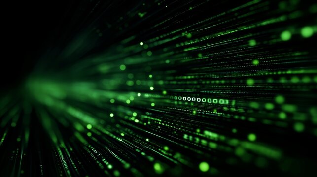 Data flows in green patterns with space for additional information on the left side - Powered by Adobe