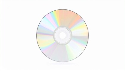 Reflective Compact Disc Displaying Color Spectrum on White Background