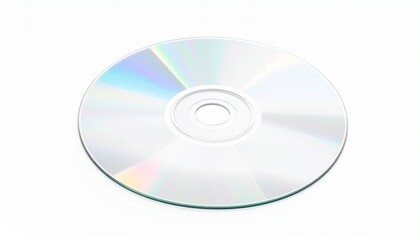 Reflective Compact Disc Displaying Color Spectrum on White Background
