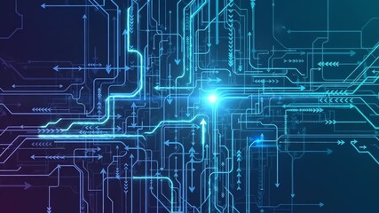 Abstract glowing blue circuit board network representing digital connectivity. - Powered by Adobe