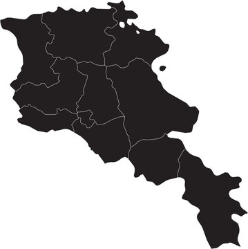 Armenia Map with Different Region Divisions Editable Vector Design.