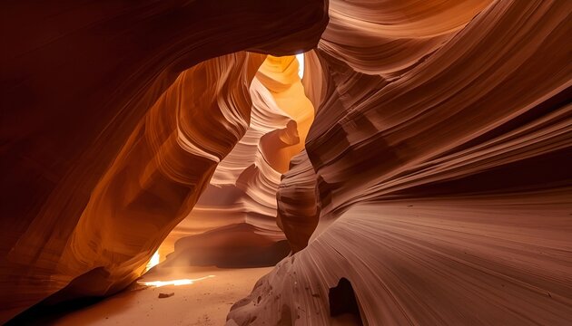 Stunning rock formations in Antelope Canyon with sunlight - Powered by Adobe