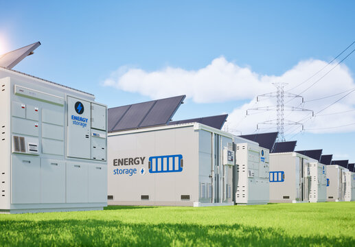 Group of energy storage systems or battery container units with various sources of energy
