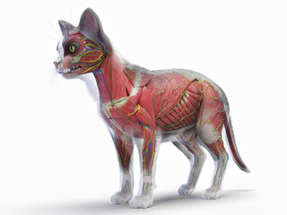 Fototapeta premium A Detailed 3D Depiction Of The Muscular System Of A Cat