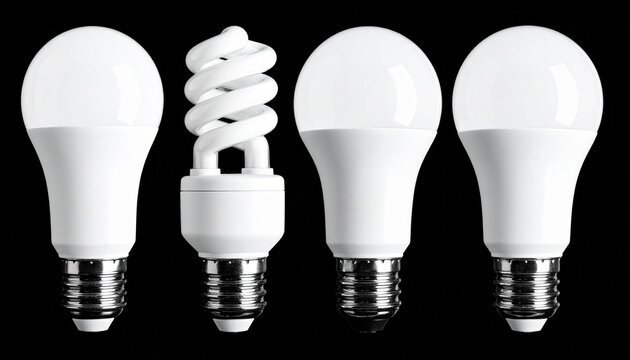 LED and CFL Light Bulbs on Black Background for Energy-Efficient Comparison