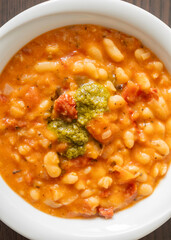 Bean Soup with Sun-Dried Tomatoes and Pesto
