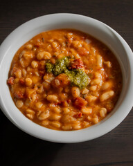 Bean Soup with Sun-Dried Tomatoes and Pesto