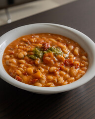 Bean Soup with Sun-Dried Tomatoes and Pesto