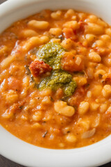 Bean Soup with Sun-Dried Tomatoes and Pesto