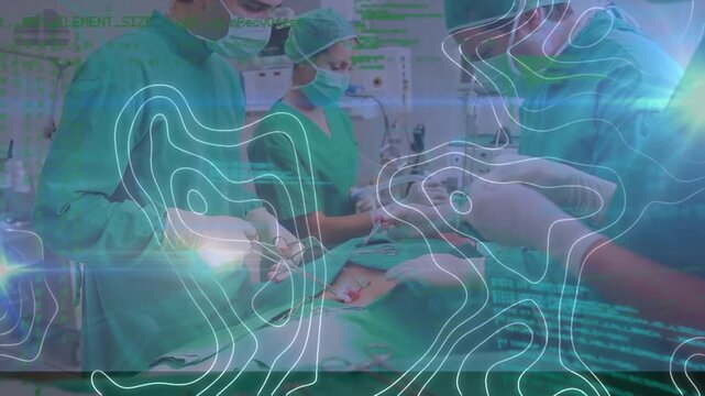 Animation of data processing over diverse surgeons during surgery