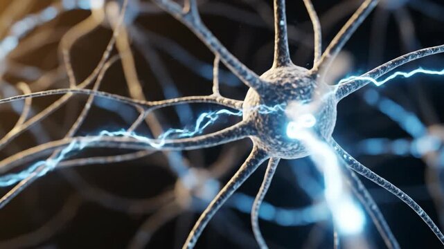 High Definition Close Up Photograph Captures Intricate Flow of Electrical Impulses Through Neurons, Showcasing Complex Structure and Neural Network