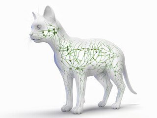 Fototapeta premium A Detailed 3D Depiction Of The Lymphatic System Of A Cat
