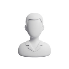 3D rendered isolated human bust sculpture on transparent background