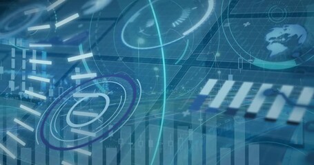 Animation of 5g text over digital interface with data processing against night city traffic - Powered by Adobe