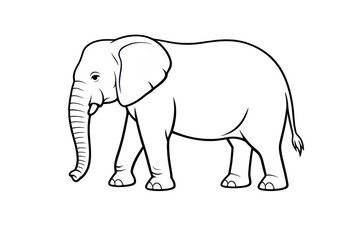 Fototapeta premium Standing outlined Elephant illustration with transparent background