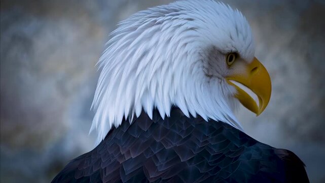 close-up bald eagle rotate nick 270 degrees
