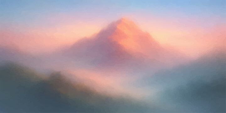 A vibrant orange sunset glows over a majestic mountain landscape as the sun dips below the horizon, casting golden light through the summer clouds across a beautiful blue heaven

Would you like me to 