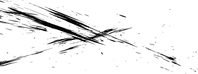 Aggressive Black Grunge Scratches and Ink Splatter Overlay Texture Vector