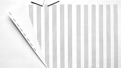 Abstract paper shirt made from striped sheets minimalist background. Concept of business structure visuals, workflow organization, corporate systems marketing, process driven communication.