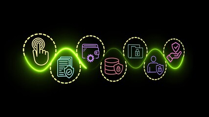 Data protection and digital security concept on the transparent background. Motion graphics of data protection, privacy, cybersecurity, secure networks, encryption and safeguarding information. - Powered by Adobe