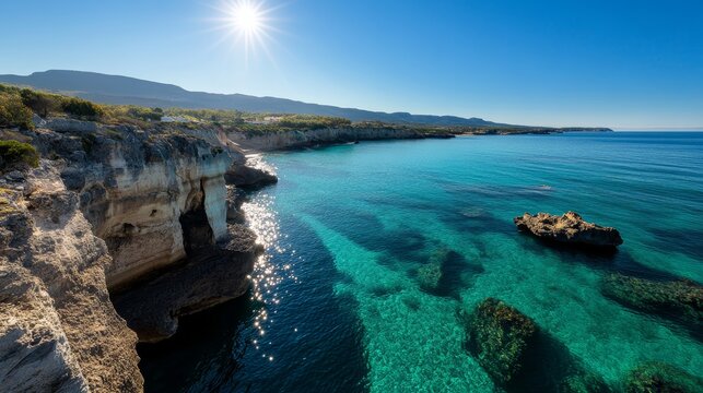 Breathtaking coastal viewpoint mediterranean sea landscape photography serene environment panoramic perspective nature's beauty