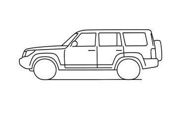 Obraz premium Off-road vehicle outline on transparent background, 4x4 SUV drawing.