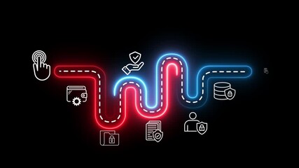 Data protection and digital security concept on the transparent background.  Motion graphics of data protection, privacy, cybersecurity, secure networks, encryption and safeguarding information.  - Powered by Adobe