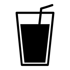 icon or vector illustration of a drink in a glass with a straw.