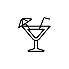 Cocktail Glass Line Icon Party Drink