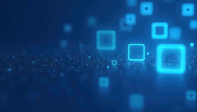 Modern Abstract Technology Background With Floating Blue Squares