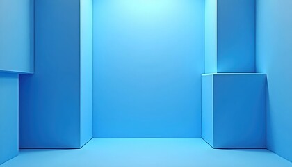 Creative Abstract 3D Background With Blue Cube Centerpiece