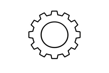 Gear cogwheel outline on a transparent background, engineering and design.