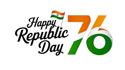 Happy republic day 76 india patriotic typography design
