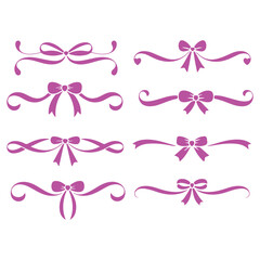 Fototapeta premium Pink Bow and Ribbon Decorative Dividers and Ornaments for Greeting Cards