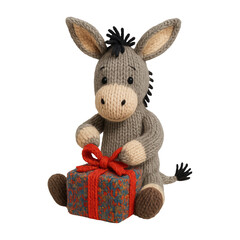Fototapeta premium PNG Cute knitted donkey toy gift