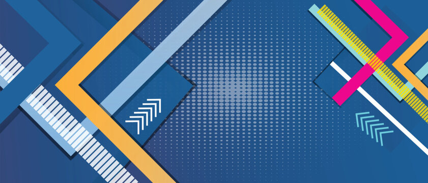 Geometric shapes and lines in blue background with colorful accents and patterns high-quality professional detailed modern elegant stylish clean crisp vibrant digital creative innovative contemporary