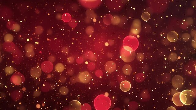 Festive red and gold bokeh lights abstract background