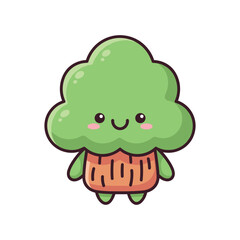 Obraz premium Cute Cartoon Broccoli Character Illustration