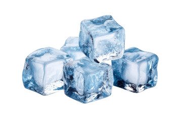 Obraz premium Pile of clear blue ice cubes with irregular shapes on black background frozen water