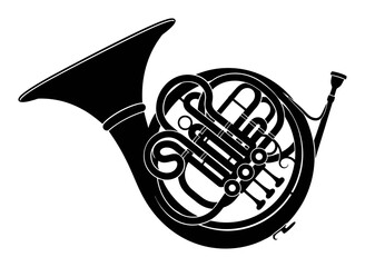 French Horn Silhouette - Minimalist Vector Illustration
