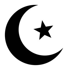 Crescent Moon & Star Islamic Symbol - Minimalist Vector