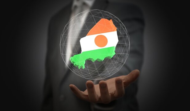 Niger - country shape and flag - 3D illustration