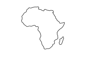 Fototapeta na wymiar Africa continent outline graphic with transparent background vector art.
