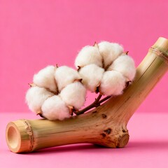 Organic Bamboo & Cotton Material Display on Pink Background