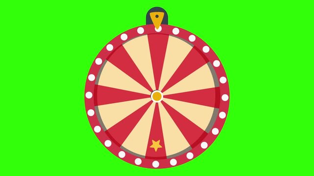 Rotating Lucky Spin Wheel Animation on Green Screen
