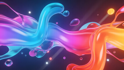 Abstract liquid splash with vibrant colors and blurred lights, representing dynamic energy and creativity