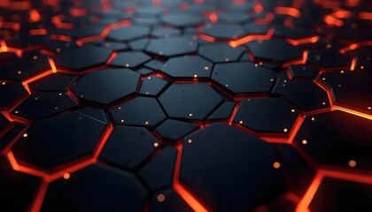 Dark Futuristic Geometry With Neon Orange Highlights