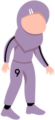 Fototapeta premium Faceless sporty hijab girl dribbling inside foot soccer technique step 1 illustration without ball. Editable Color Vector