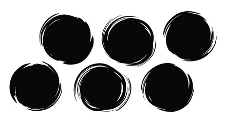six black circles with white edges in two rows silhouette high quality professional detailed modern elegant